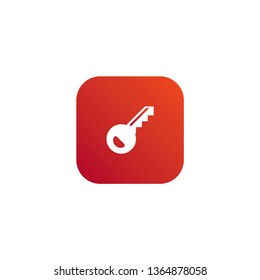 Lock key icon with orange and red background 