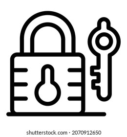 Lock and key icon. Outline lock and key vector icon for web design isolated on white background