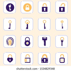 Lock and Key icon set for web sites and user interface