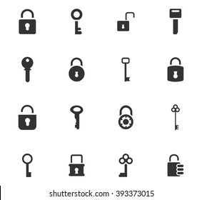 Lock And Key Icon Set For Web Sites And User Interface