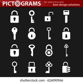 Lock and Key icon set for web sites and user interface