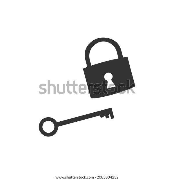 Lock and key icon symbol set. Open and closed
padlock with keyhole. Security access logo. Privacy safety sign
collection. Vector illustration image. Black silhouette shape
isolated on white
background