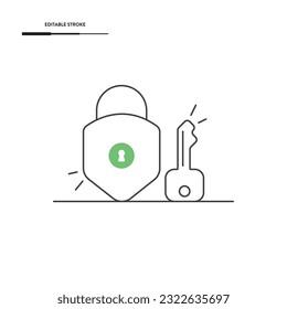 Lock And Key Icon Vector Design.