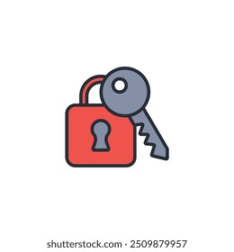 lock and key icon. vector.Editable stroke.linear style sign for use web design,logo.Symbol illustration.
