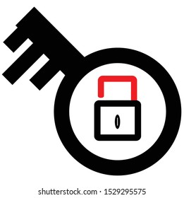 Lock key image on a white background