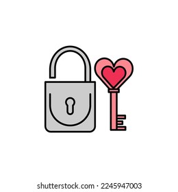 lock, key line icon. Elements of valentines day illustration icons. Signs, symbols can be used for web, logo, mobile app, UI, UX on white background