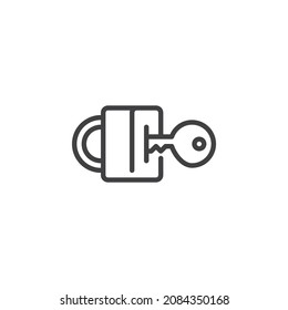 Lock with key line icon. linear style sign for mobile concept and web design. Key and padlock outline vector icon. Symbol, logo illustration. Vector graphics