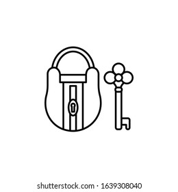 lock and key line icon on white background