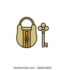 lock and key line icon on white background. Signs and symbols can be used for web, logo, mobile app, UI, UX
