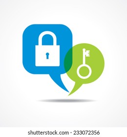 Lock And Key In Message Bubble Stock Vector