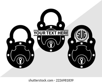Lock And Key Monogram Printable Vector Illustration