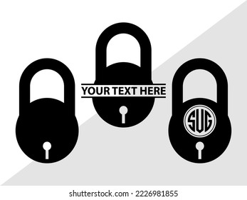 Lock And Key Monogram Printable Vector Illustration