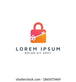 lock and key negative space logo design