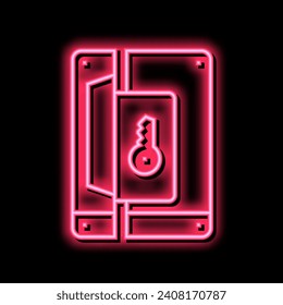 lock with key neon light sign vector. lock with key illustration