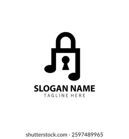 lock key note Logo design vector