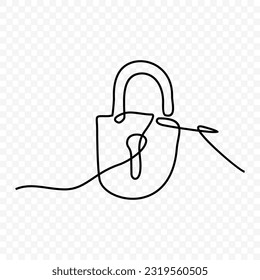 lock and key, One continuous single line hand 