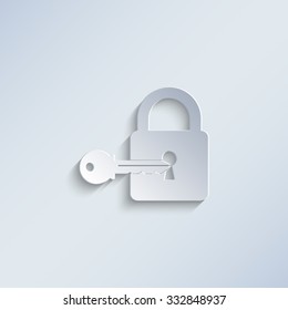 lock with key - paper vector icon