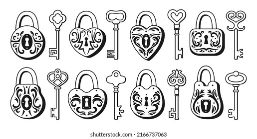 Lock Key Retro Cartoon Icon Set Stock Vector (Royalty Free) 2166737063 ...