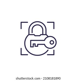 Lock and key, security line icon for apps and web