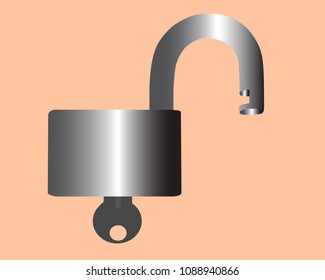 Lock and key is seen On drawing. The Vector picture.