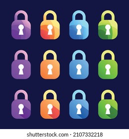 Lock key set vector template with multiple color
