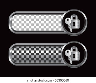 lock and key silver and black checkered tabs