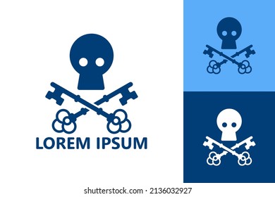 Lock key skull logo template design vector