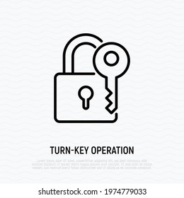 Lock and key, symbol of protection, security. Thin line icon. Private access. Vector illustration.