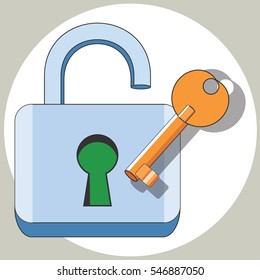 Lock and Key. Vector flat icon.