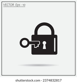 Lock and key vector icon.