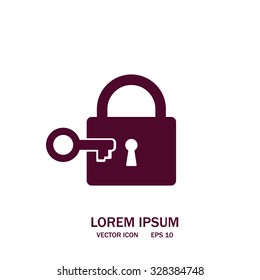 Lock and key vector icon.
