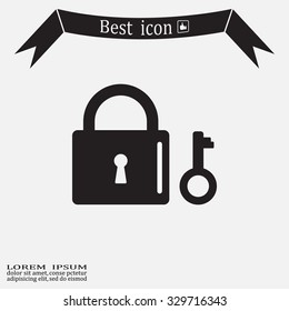 Lock and key vector icon.