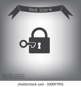 Lock and key vector icon.