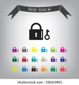 Lock and key vector icon.