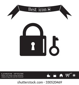 Lock and key vector icon.