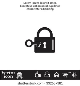 Lock and key vector icon.