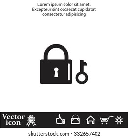Lock and key vector icon.
