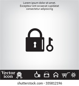 Lock and key vector icon.
