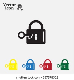 Lock and key vector icon.