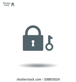 Lock and key vector icon.