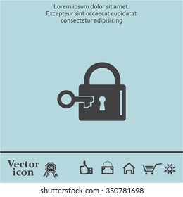 Lock and key vector icon.