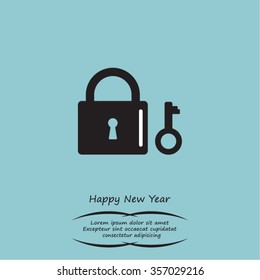 Lock and key vector icon.
