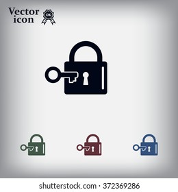 Lock and key vector icon.