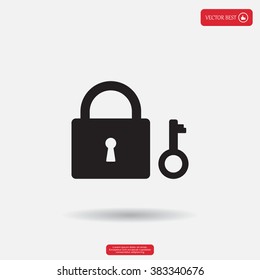 Lock and key vector icon.