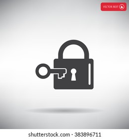 Lock and key vector icon.