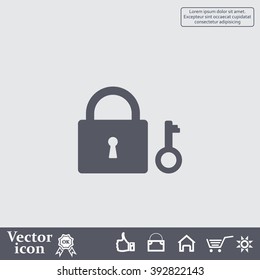 Lock and key vector icon.