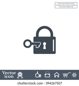 Lock and key vector icon.