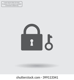 Lock and key vector icon.