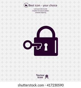 Lock and key vector icon.