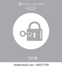 Lock and key vector icon.